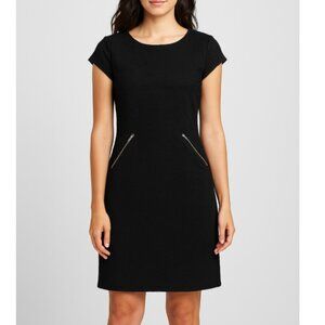 Madison Leigh Women’s Black Textured Cap Sleeve Dress w/ Zipper Pockets, size 12